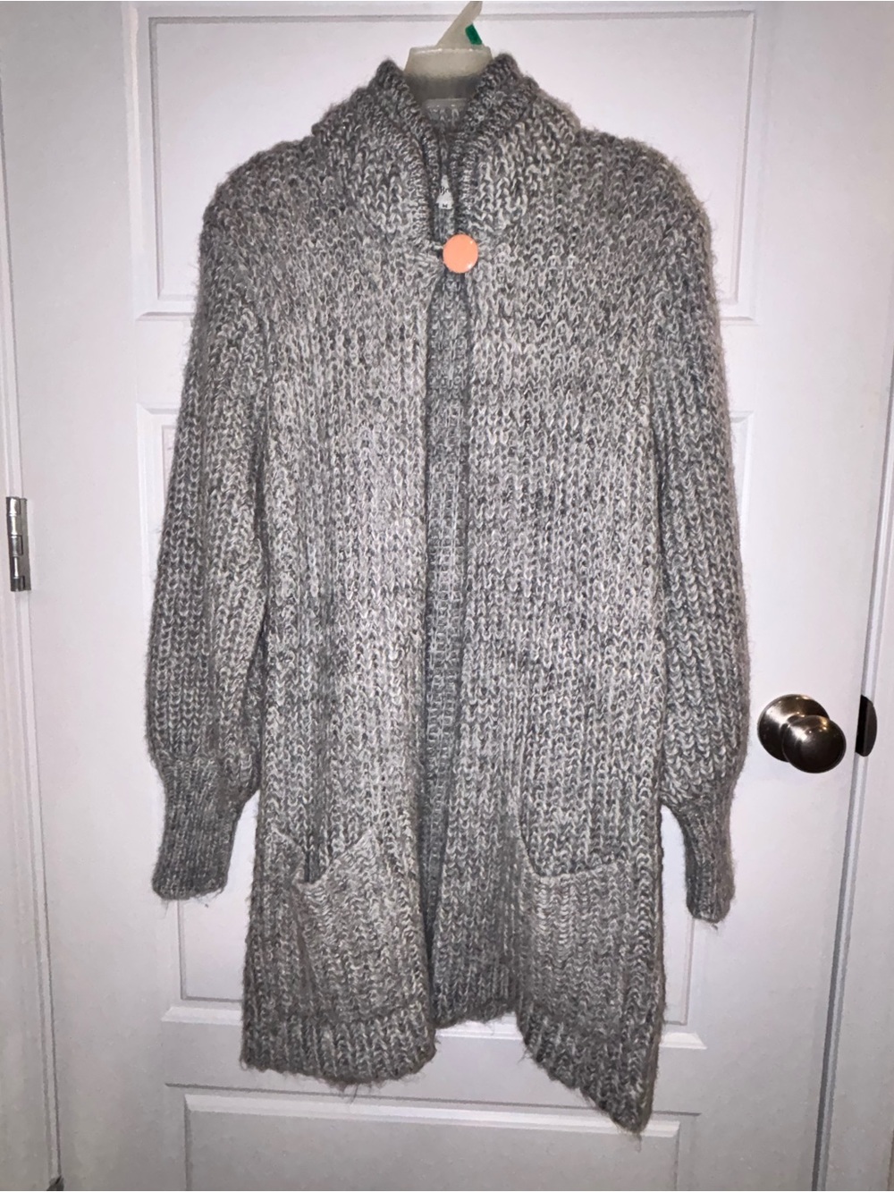 Chunky Knit Gray Open-Front Cardigan Sweater